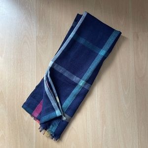 Navy blue plaid shawl